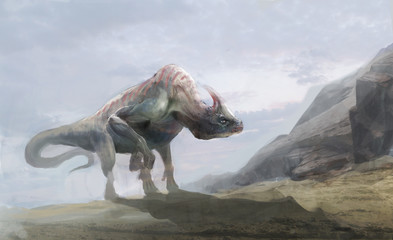 dinosaurs, parasaurolophus from Jurassic age © vukkostic