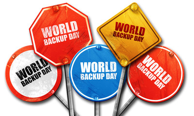 world backup day, 3D rendering, street signs