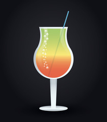 Cocktail drink icon in flat design style, Alcohol Beverage. Vector illustration