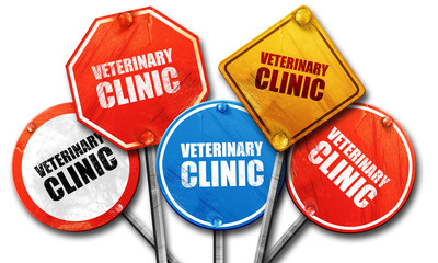 veterinary clinic, 3D rendering, street signs