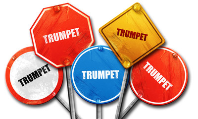 trumpet, 3D rendering, street signs