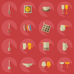 Flat modern design with shadow icons kitchen