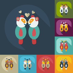 Flat modern design with shadow icons panda love