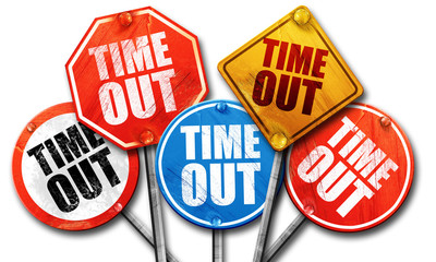 time out, 3D rendering, street signs