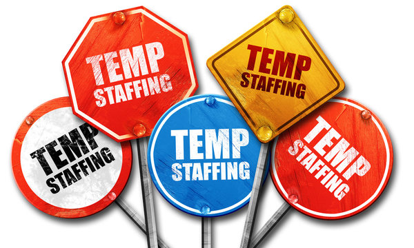 temp staffing, 3D rendering, street signs