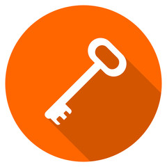 Orange flat design vector key icon