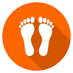 Orange flat design vector footprint icon