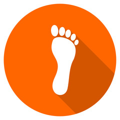 Orange flat design vector footprint icon