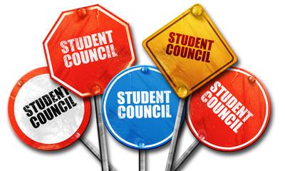 student council, 3D rendering, street signs