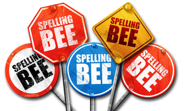 spelling bee, 3D rendering, street signs