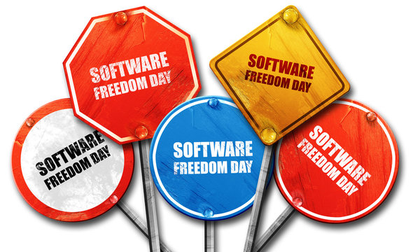 software freedom day, 3D rendering, street signs