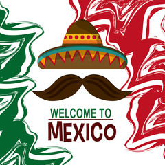 Mexico culture icons in flat design style, vector illustration