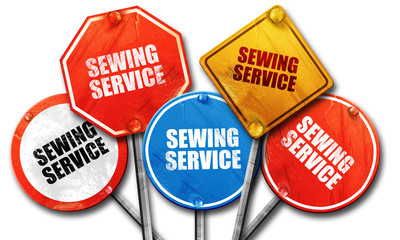 sewing service, 3D rendering, street signs