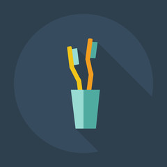 Flat modern design with shadow icons toothbrush