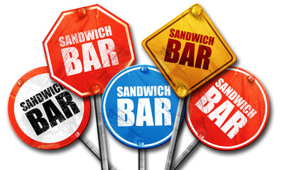 sandwich bar, 3D rendering, street signs