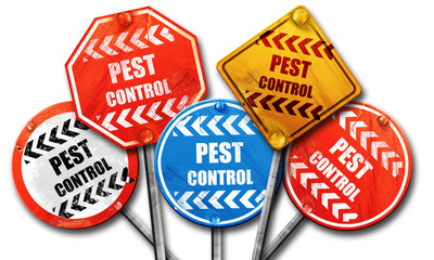 Pest control background, 3D rendering, street signs