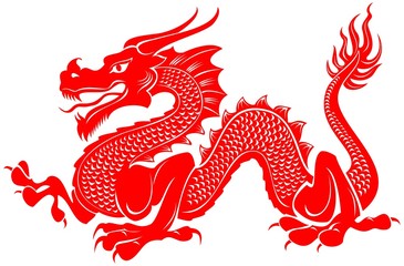 Red tribal dragon tattoo vector illustration