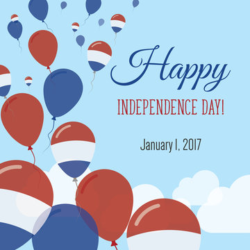 Independence Day Flat Greeting Card. Bonaire, Sint Eustatius and Saba Independence Day. Dutch Flag Balloons Patriotic Poster. Happy National Day Vector Illustration.