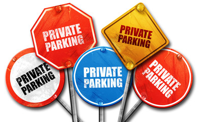 private parking, 3D rendering, street signs