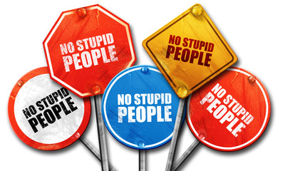 no stupid people, 3D rendering, street signs
