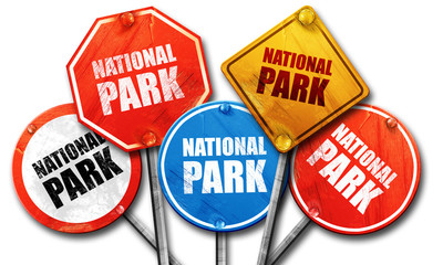 national park, 3D rendering, street signs