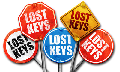 lost keys, 3D rendering, street signs