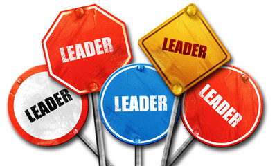 leader, 3D rendering, street signs