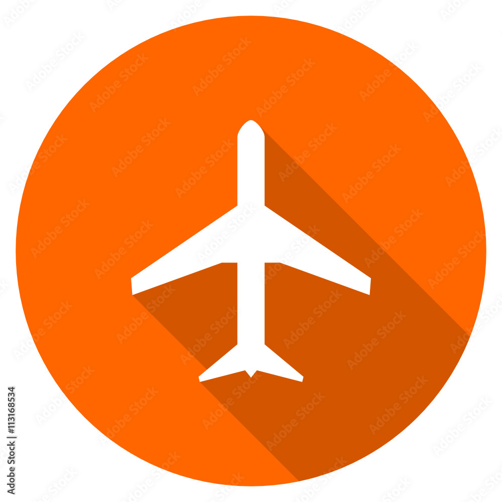 Poster Flat dedisng round  vector airplane web icon