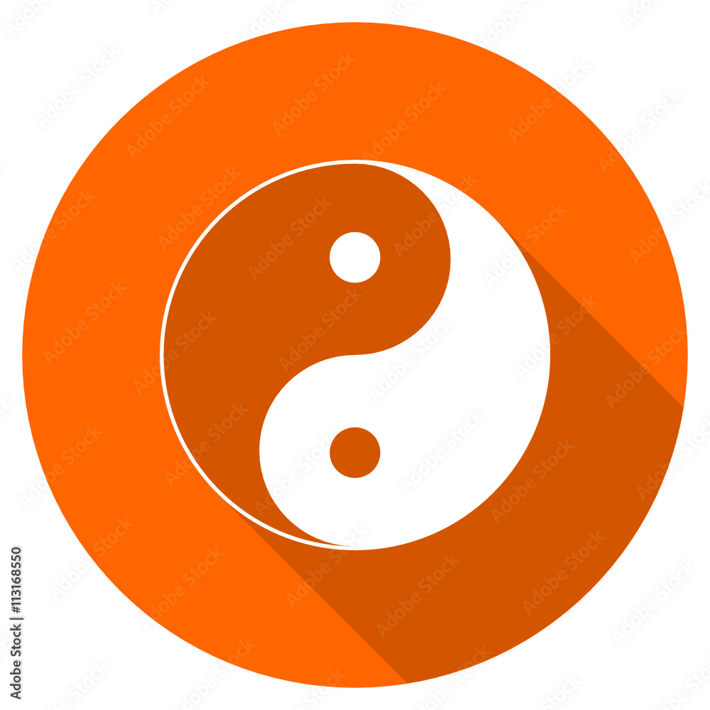 Poster flat design round orange ying yang vector icon