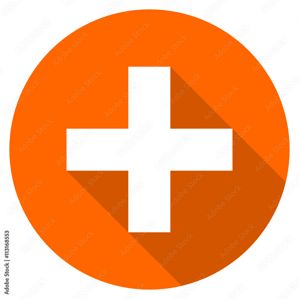 Poster flat design round orange cross vector icon