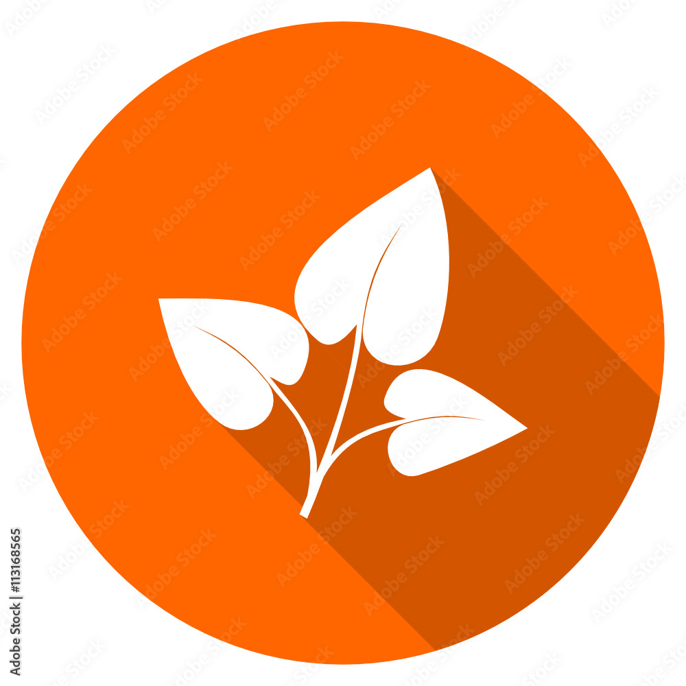 Poster flat design round orange leaf vector icon