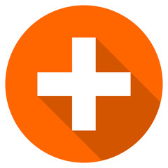 Flat design round orange cross vector icon