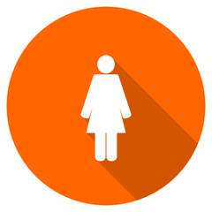 Flat design round orange female gender vector icon