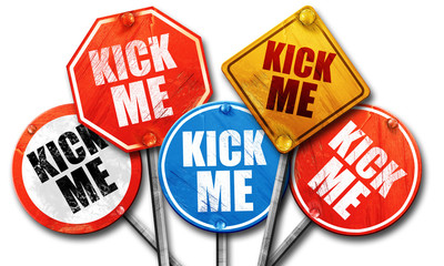 kick me, 3D rendering, street signs