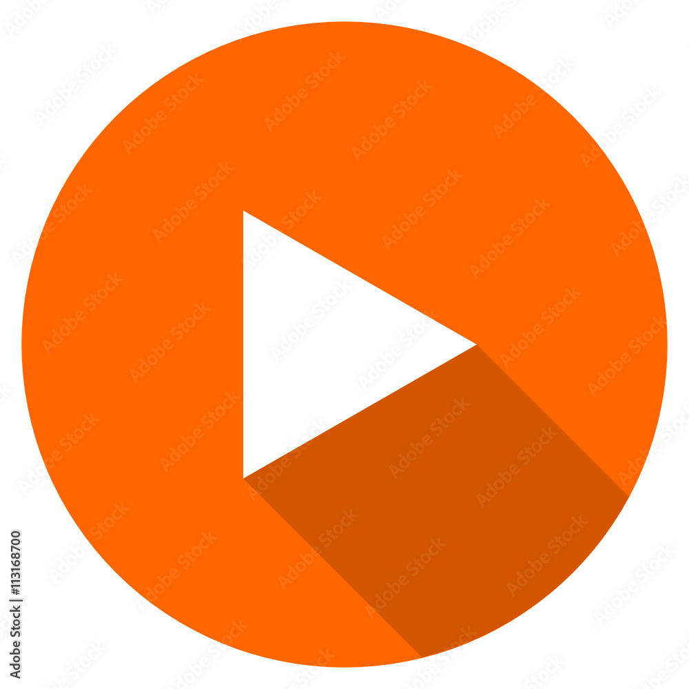 Poster flat design orange vector play web icon