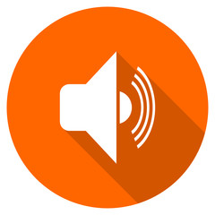 Orange flat design vector speaker icon