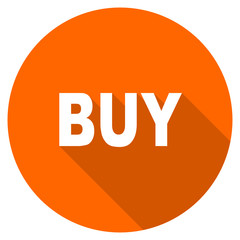 Orange flat design vector buy icon