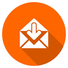 Flat design round orange mail vector icon