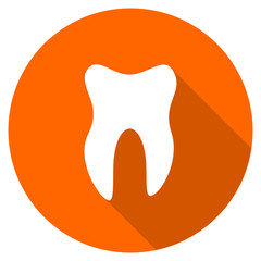 Flat design round orange vector tooth icon