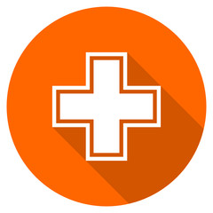 Obraz premium Flat design round orange vector cross icon