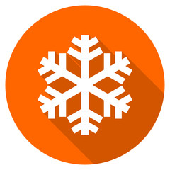 Orange flat design vector snowflake icon