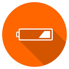 Orange flat design vector battery icon