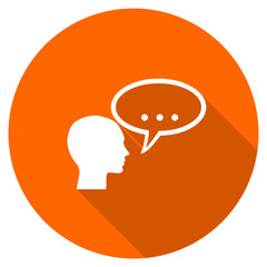 Orange flat design vector forum icon