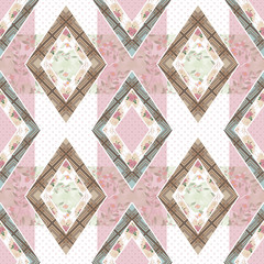 Patchwork seamless pattern checkered ornament retro background