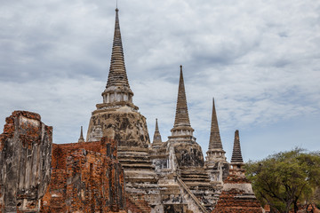 Fototapeta premium Wat Sri Sanphet landmark cultural organization UNESCO, which was registered as a World Heritage Ayutthaya, Thailand.