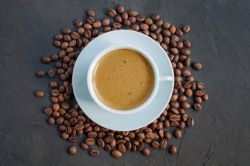 ?up of espresso and coffee beans