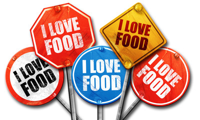 i love food, 3D rendering, street signs
