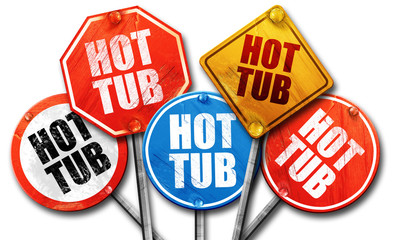 hot tub, 3D rendering, street signs