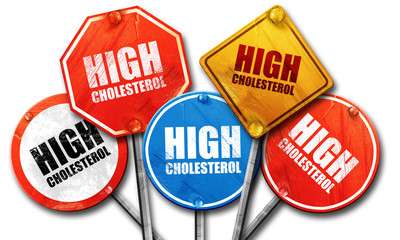 high cholesterol, 3D rendering, street signs