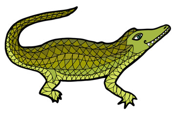 Crocodile vector. Alligator zen tangle, zen doodle, zentangle, zenart, coloring book, tatoo.